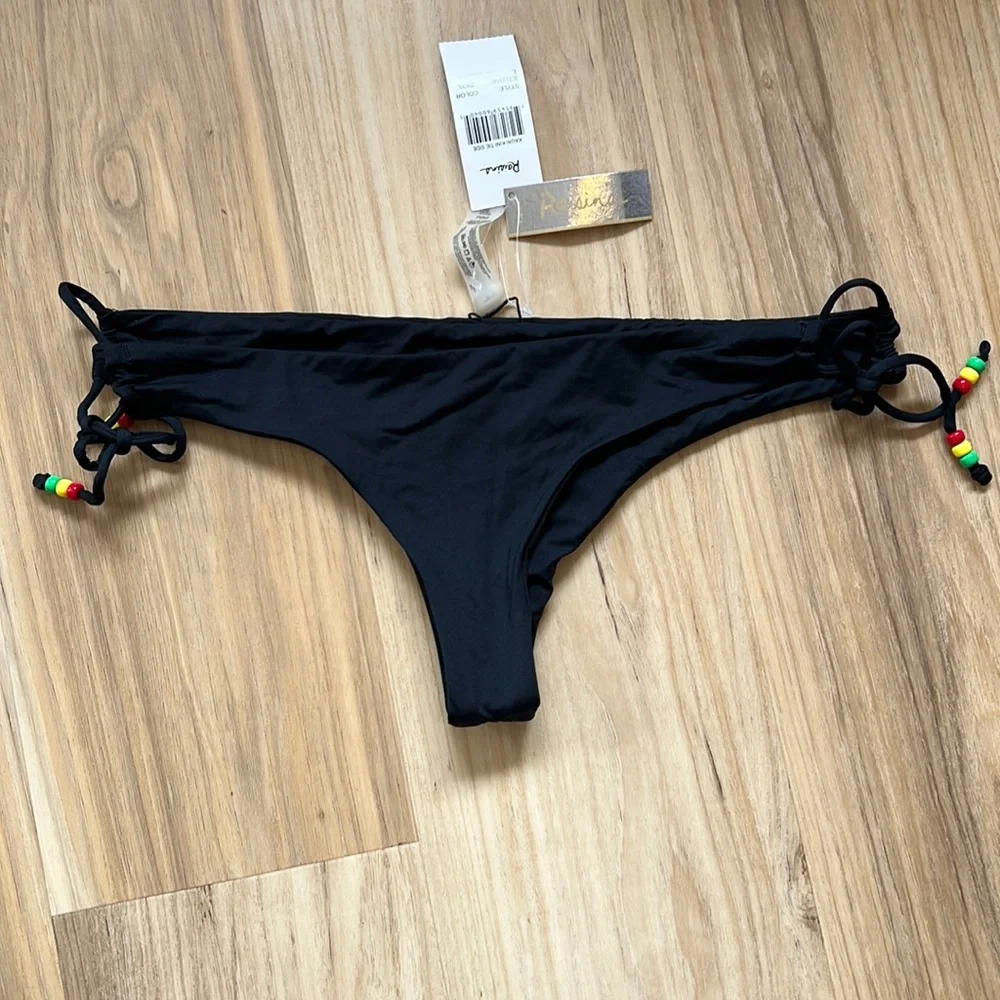 Rasta black cheeky bikini bottoms